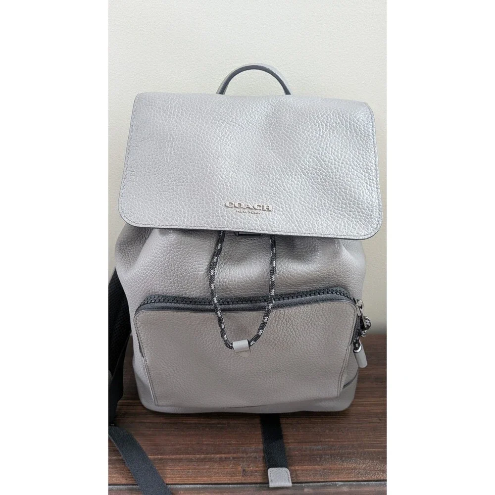 Coach C1280 Pebble Leather Light Grey Men's Backpack